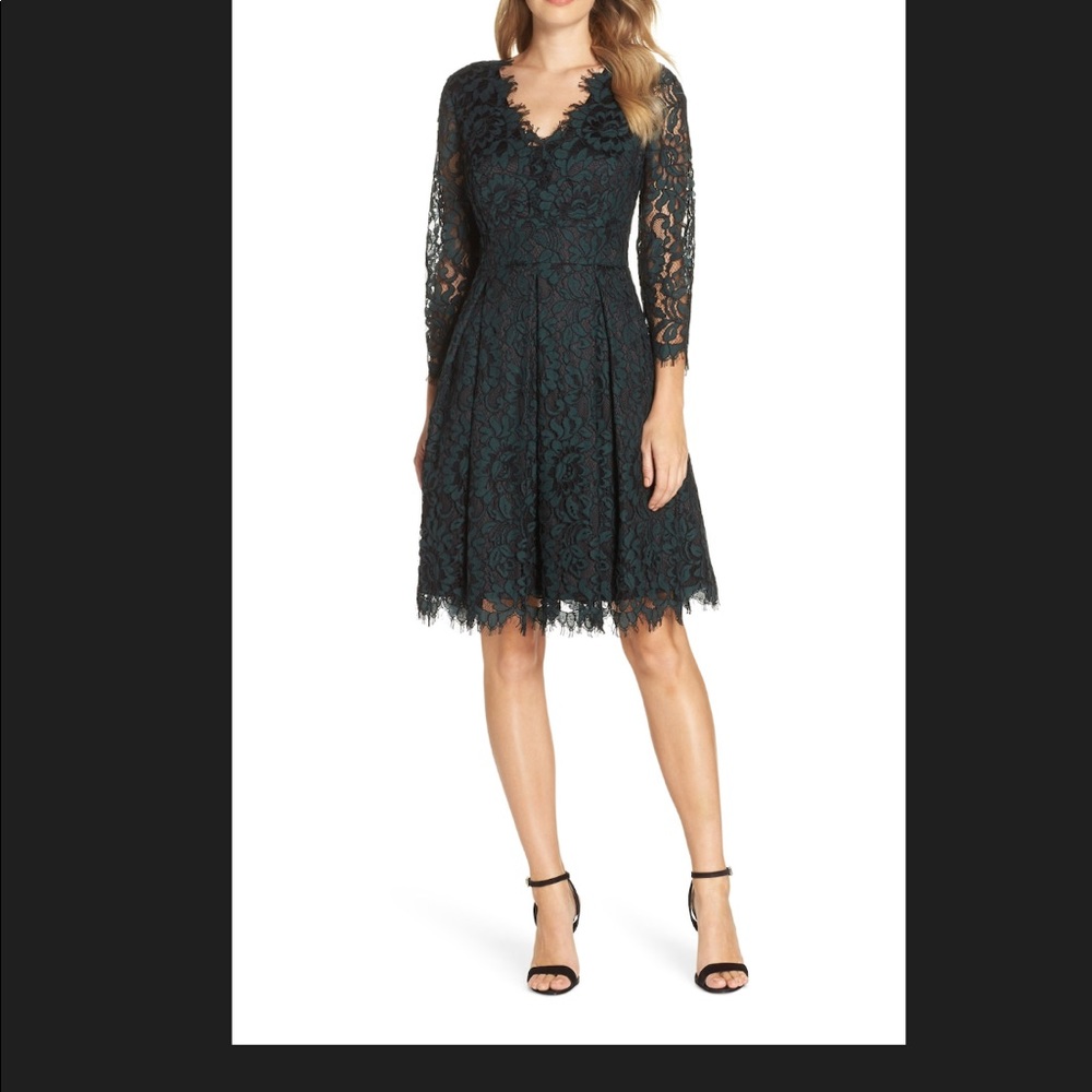 Eliza J Lace V-Neck Fit and Flare Dress size 6